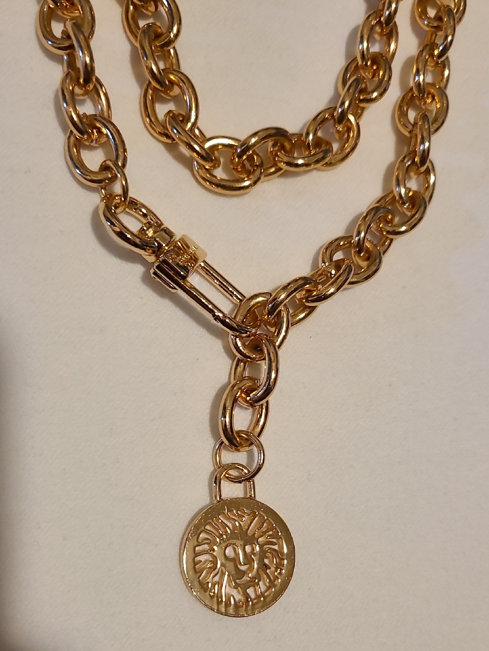 Ann Klein Chain Belt Necklace Accesesory, Gold Tone